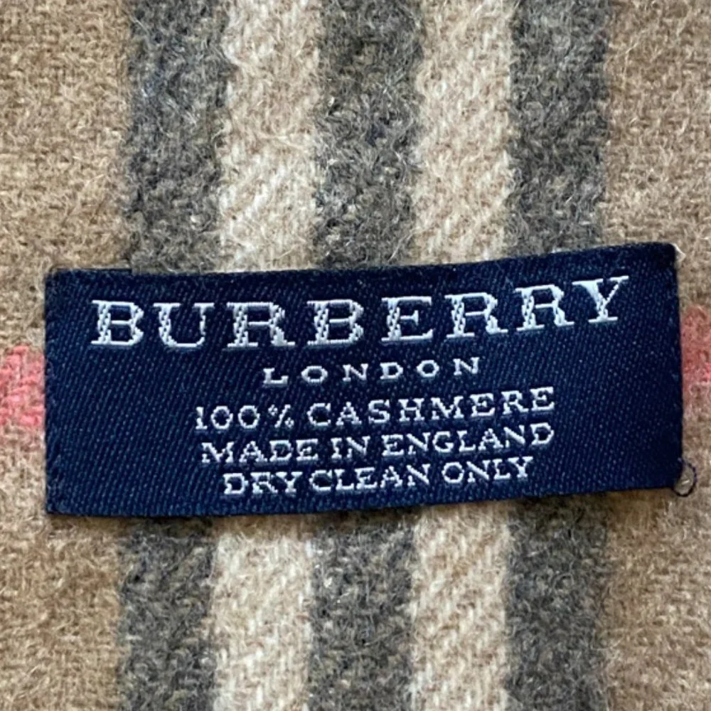 Authentic Burberry Super Long 100%Cashmere Scarf in Beige Check - Picture 1 of 8